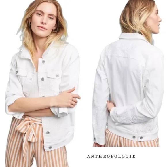 Pilcro and the Letterpress Jackets & Blazers - Anthropologie Pilcro and the Letterpress white eyelet denim jacket